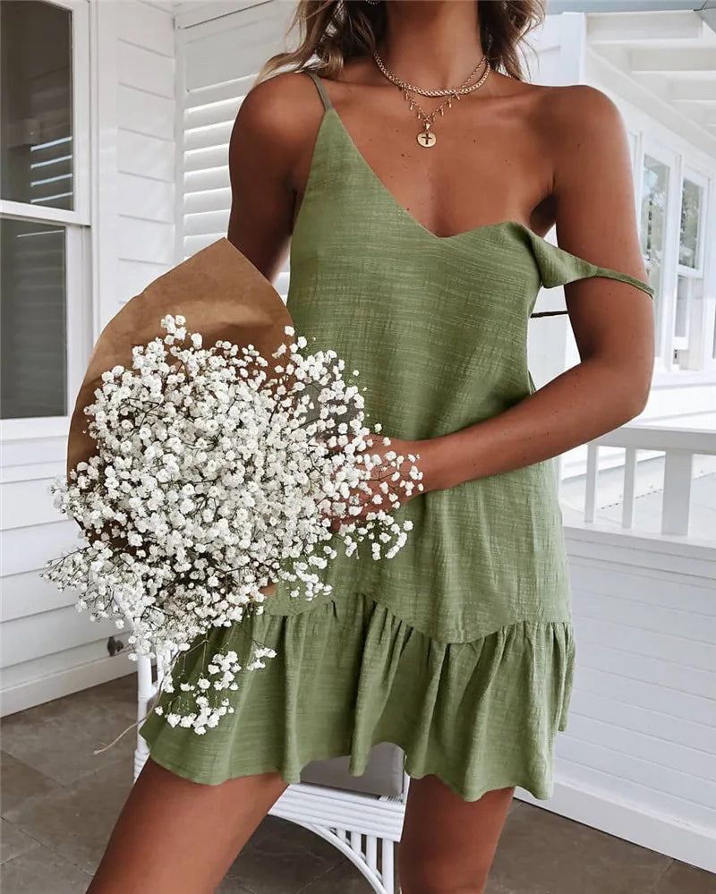 Women’s Ruffle Hem Mini Slip Dress