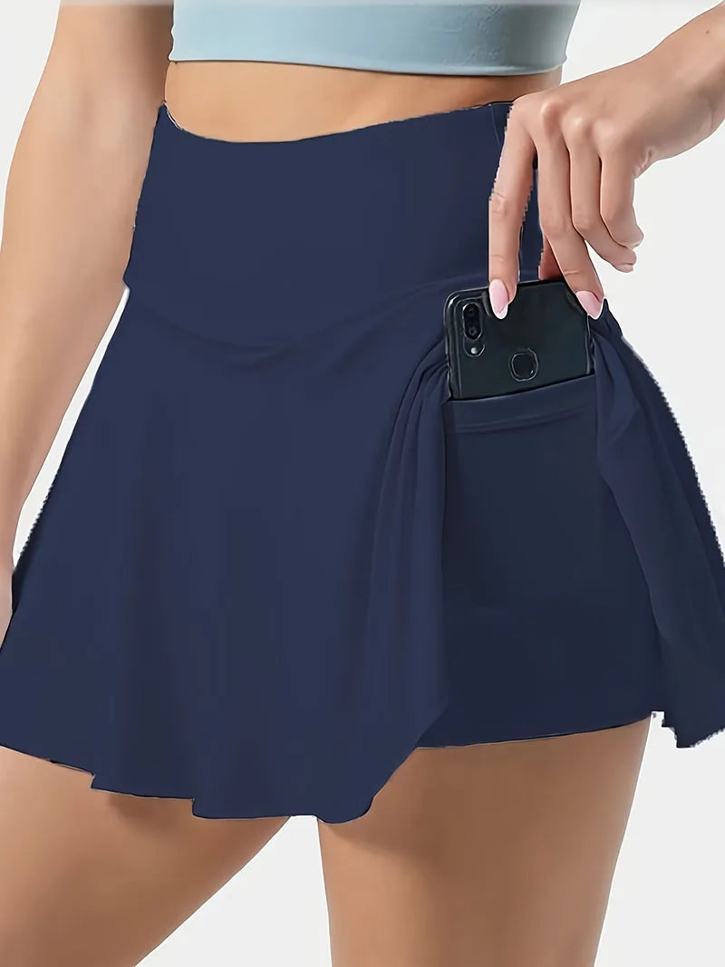 Women’s High-Waisted Pleated Tennis Skirt with Inner Shorts