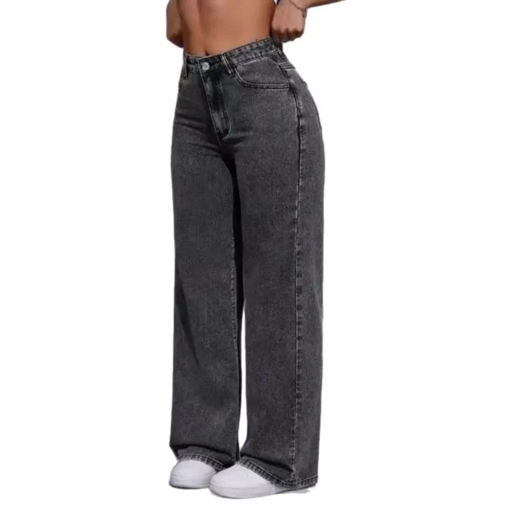 Women’s Loose-Fit Wide-Leg Denim Jeans – Casual Streetwear