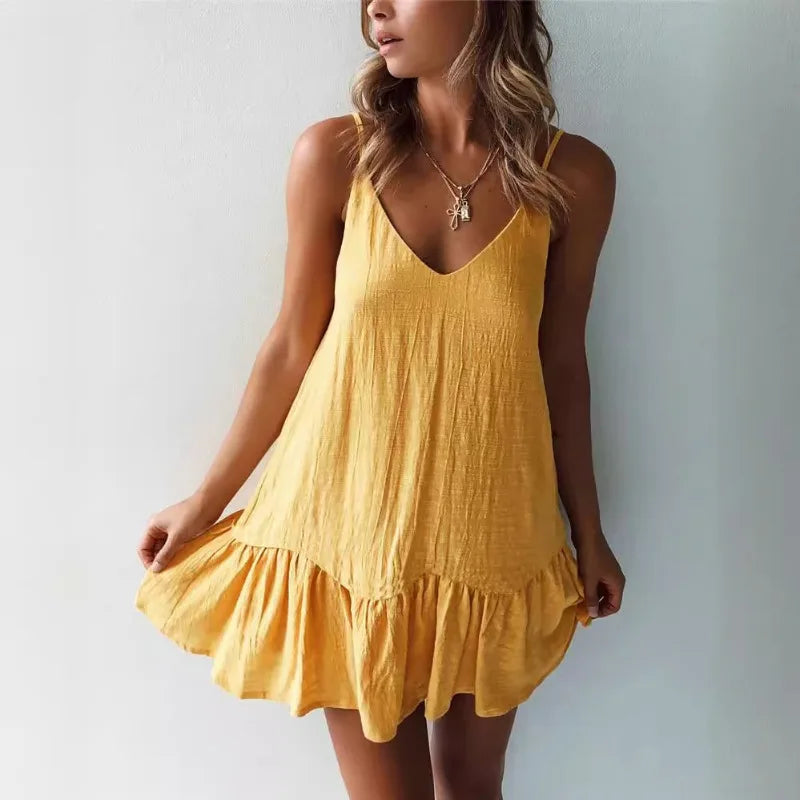 Women’s Ruffle Hem Mini Slip Dress
