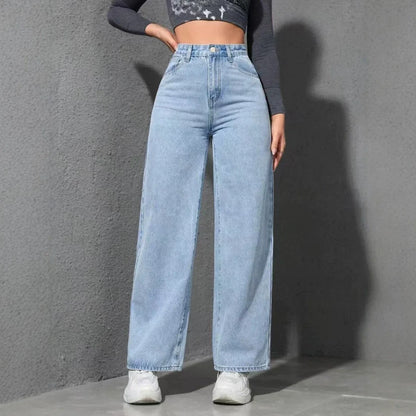 Women’s Loose-Fit Wide-Leg Denim Jeans – Casual Streetwear