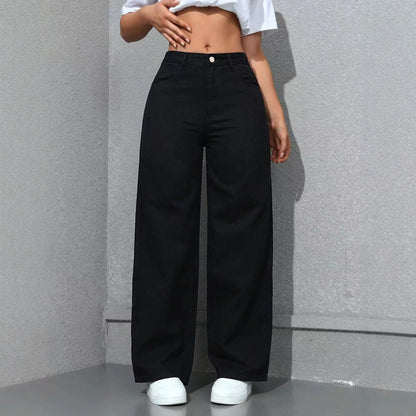 Women’s Loose-Fit Wide-Leg Denim Jeans – Casual Streetwear