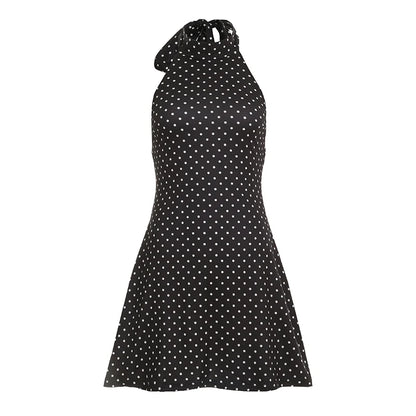 Sexy Polka Dot Halter Mini Dress