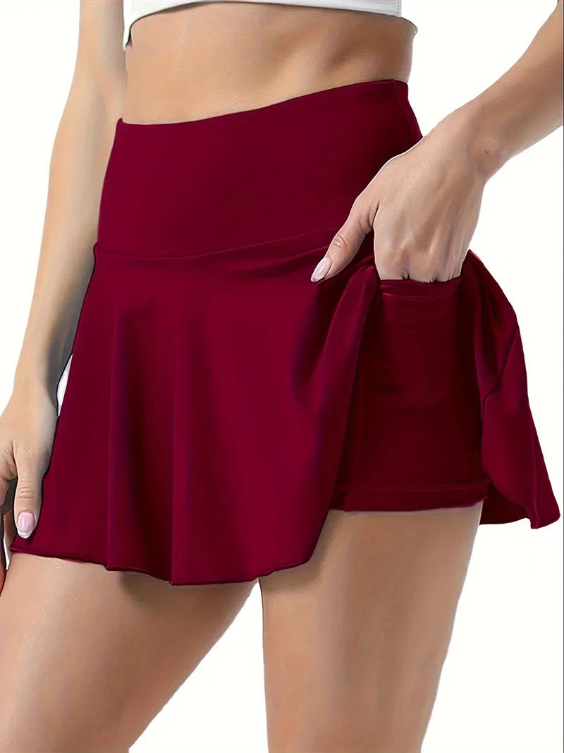 Women’s High-Waisted Pleated Tennis Skirt with Inner Shorts