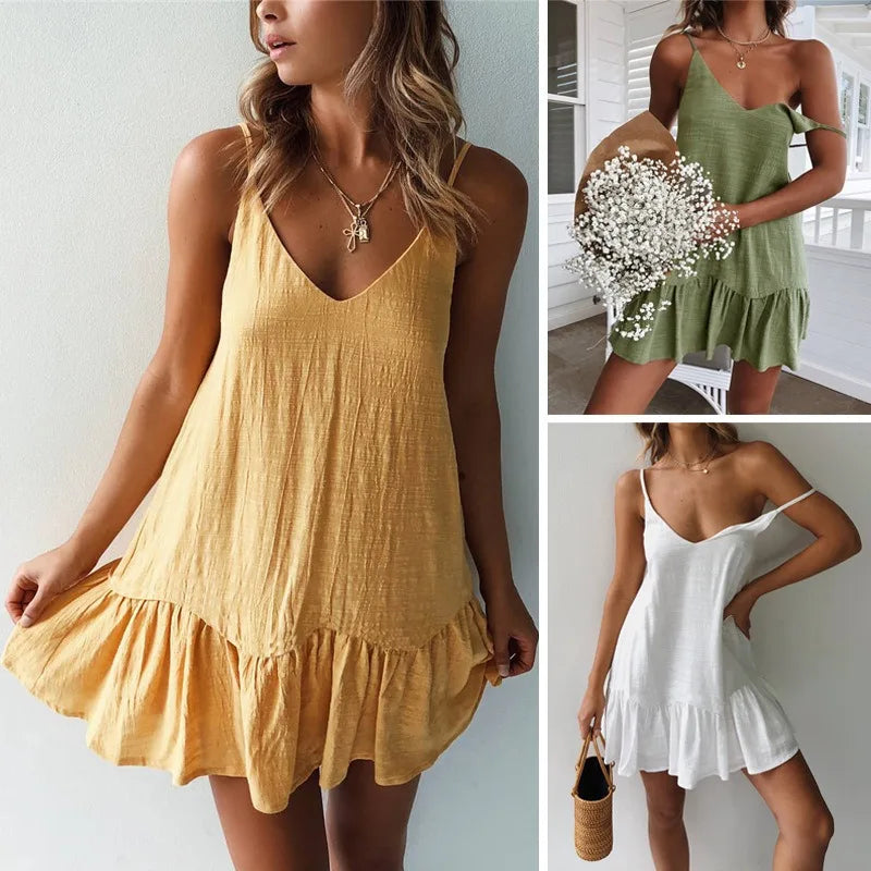 Women’s Ruffle Hem Mini Slip Dress