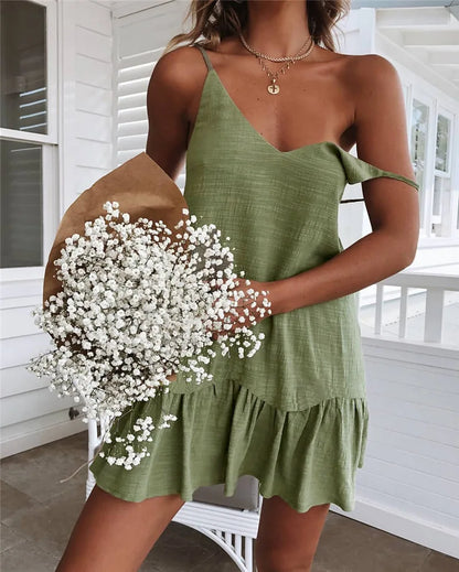 Women’s Ruffle Hem Mini Slip Dress