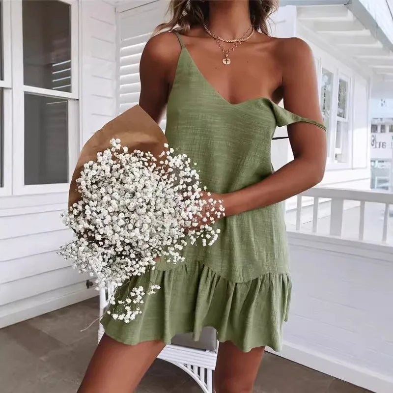 Women’s Ruffle Hem Mini Slip Dress
