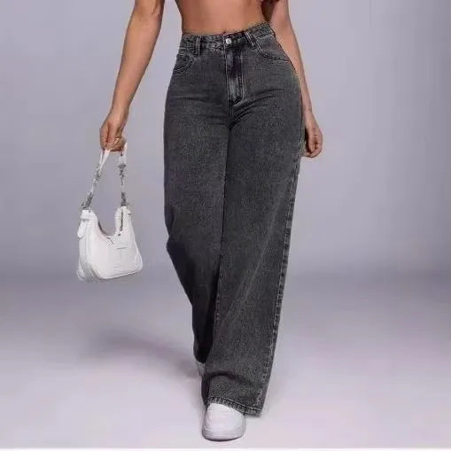 Women’s Loose-Fit Wide-Leg Denim Jeans – Casual Streetwear