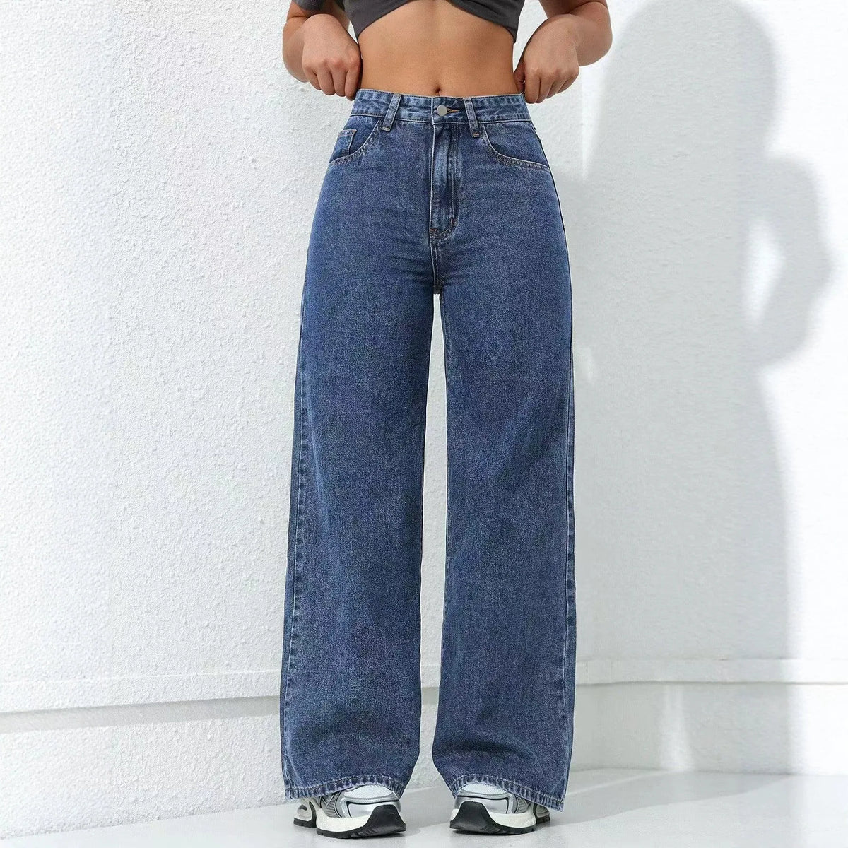 Women’s Loose-Fit Wide-Leg Denim Jeans – Casual Streetwear