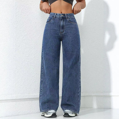 Women’s Loose-Fit Wide-Leg Denim Jeans – Casual Streetwear